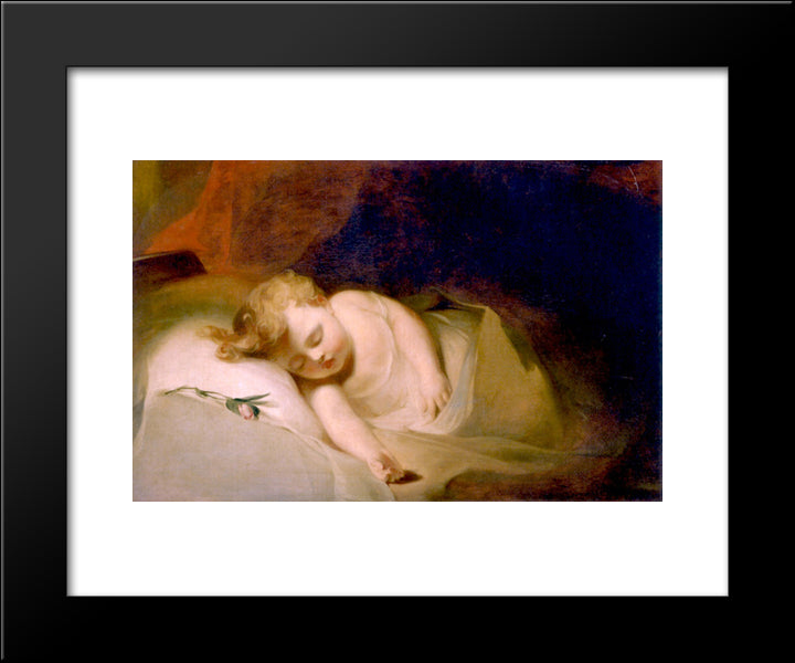 Child Asleep (Also Known As The Rosebud) 20x24 Black Modern Wood Framed Art Print Poster by Sully, Thomas