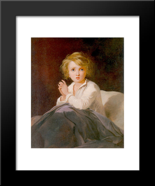 Child In Bed 20x24 Black Modern Wood Framed Art Print Poster by Sully, Thomas