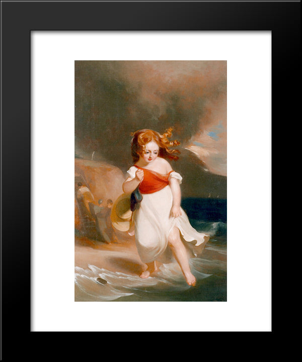 Child On The Sea Side 20x24 Black Modern Wood Framed Art Print Poster by Sully, Thomas