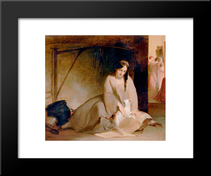 Cinderella At The Kitchen Fire 20x24 Black Modern Wood Framed Art Print Poster by Sully, Thomas