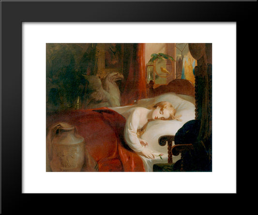 Little Nell Asleep In The Curiosity Shop 20x24 Black Modern Wood Framed Art Print Poster by Sully, Thomas