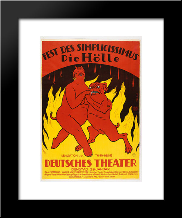 Poster For The Simplicissimus Festival Hell (Holle) 20x24 Black Modern Wood Framed Art Print Poster by Heine, Thomas Theodor