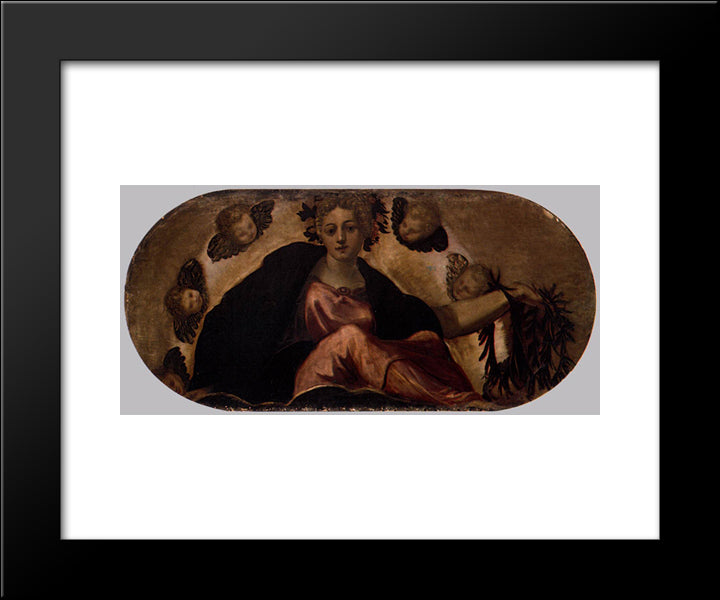 Allegory Of Happiness 20x24 Black Modern Wood Framed Art Print Poster by Tintoretto
