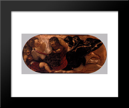 Allegory Of The Scuola Della Carita 20x24 Black Modern Wood Framed Art Print Poster by Tintoretto