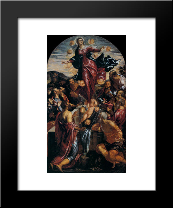 Assumption Of The Virgin 20x24 Black Modern Wood Framed Art Print Poster by Tintoretto