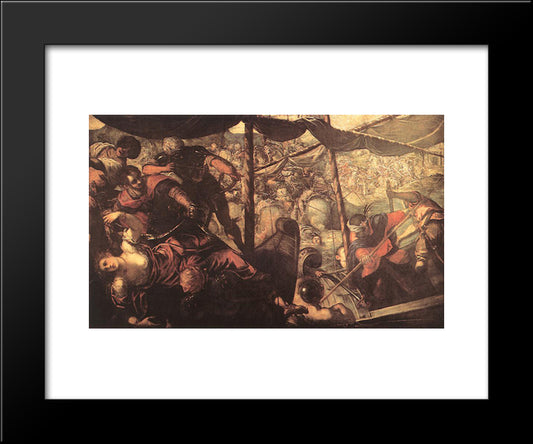 Battle Between Turks And Christians 20x24 Black Modern Wood Framed Art Print Poster by Tintoretto