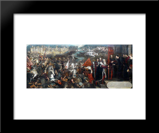 Battle Of Asola 20x24 Black Modern Wood Framed Art Print Poster by Tintoretto