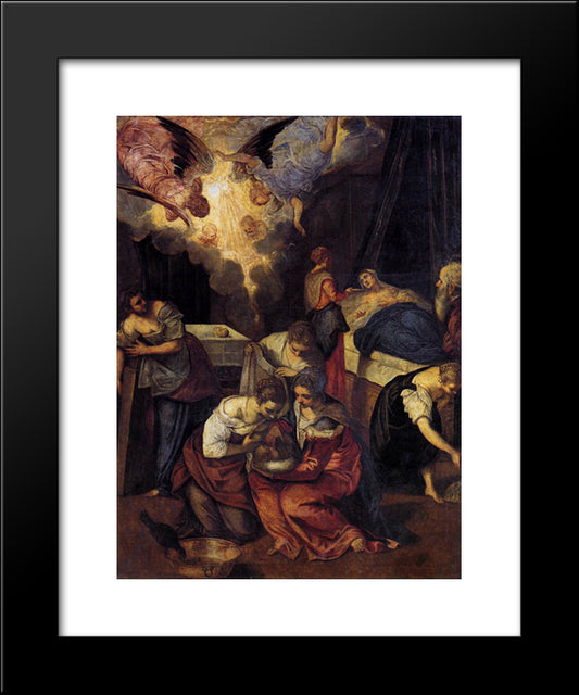 Birth Of St John The Baptist 20x24 Black Modern Wood Framed Art Print Poster by Tintoretto