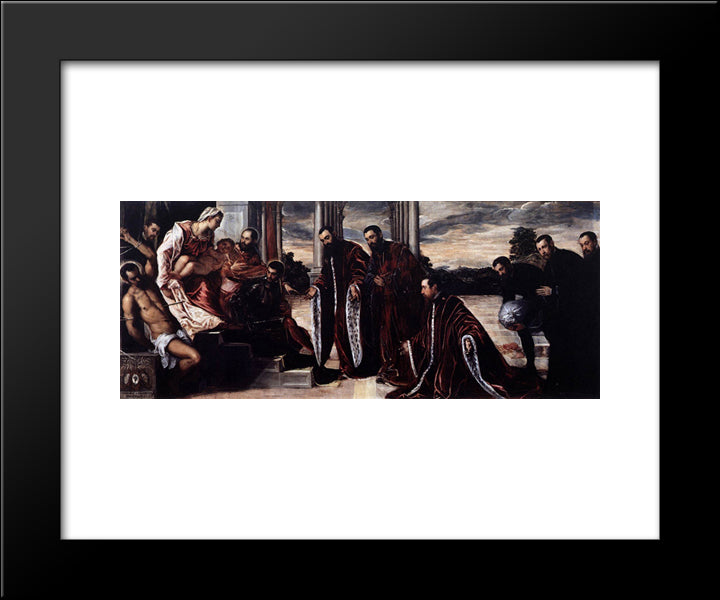 Camerlenghi Madonna (Madonna Of The Treasurers) 20x24 Black Modern Wood Framed Art Print Poster by Tintoretto