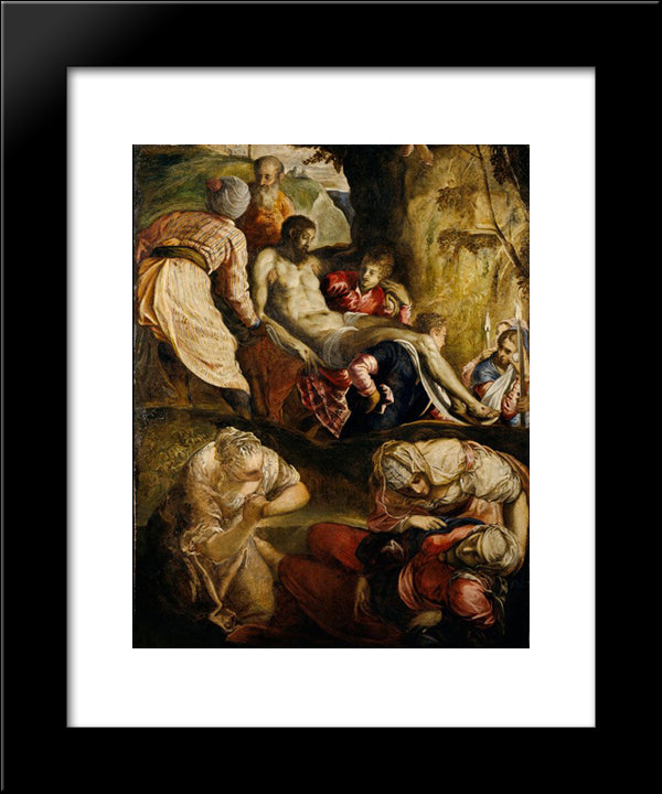 Christ Carried To The Tomb 20x24 Black Modern Wood Framed Art Print Poster by Tintoretto