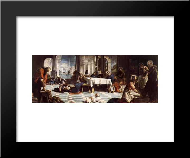 Christ Washing The Feet Of His Disciples 20x24 Black Modern Wood Framed Art Print Poster by Tintoretto