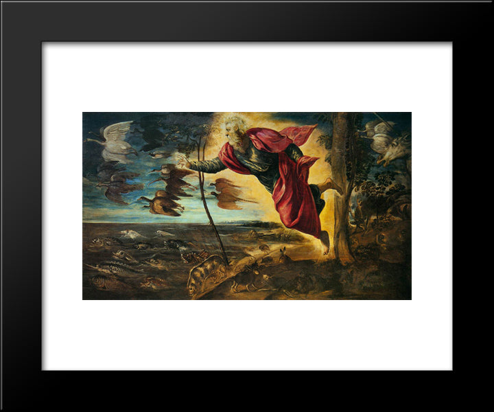 Creation Of The Animals 20x24 Black Modern Wood Framed Art Print Poster by Tintoretto