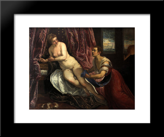 Danae 20x24 Black Modern Wood Framed Art Print Poster by Tintoretto