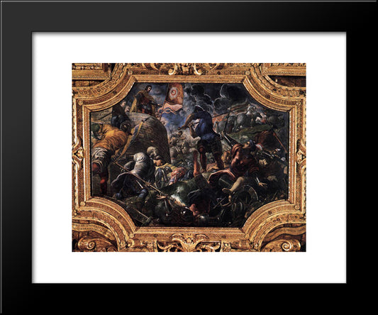 Defence Of Brescia 20x24 Black Modern Wood Framed Art Print Poster by Tintoretto