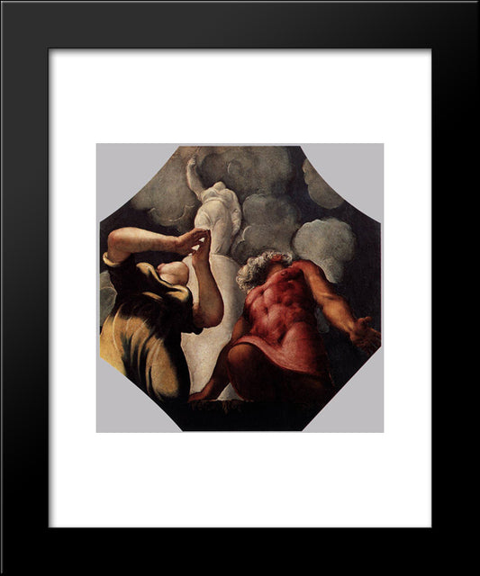 Deucalion And Pyrrha Praying Before The Statue Of The Goddess Themis 20x24 Black Modern Wood Framed Art Print Poster by Tintoretto