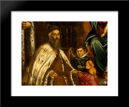 Doge Alvise I Mocenigo And Family Before The Madonna 20x24 Black Modern Wood Framed Art Print Poster by Tintoretto