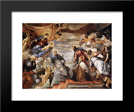 Doge Nicolo Da Ponte Invoking The Protection Of The Virgin 20x24 Black Modern Wood Framed Art Print Poster by Tintoretto