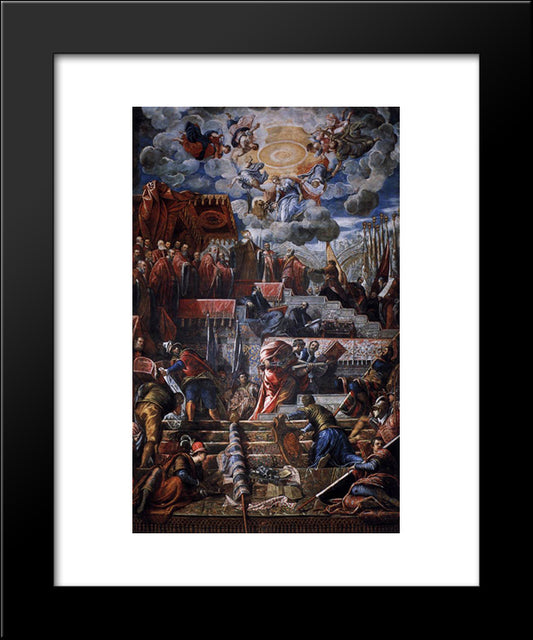 Doge Nicolo Da Ponte Receiving A Laurel Crown From Venice 20x24 Black Modern Wood Framed Art Print Poster by Tintoretto