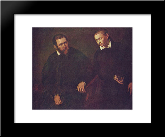 Double Portrait Of Two Men 20x24 Black Modern Wood Framed Art Print Poster by Tintoretto