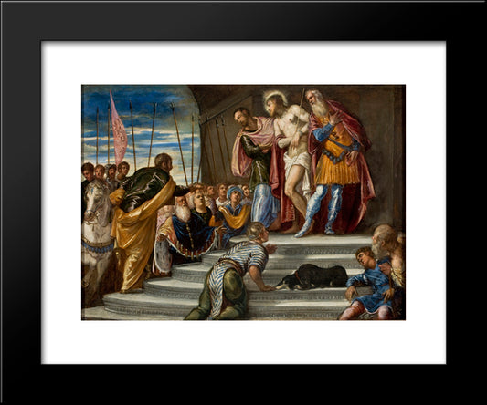 Ecce Homo(Pontius Pilate Presenting Christ To The Crowd) 20x24 Black Modern Wood Framed Art Print Poster by Tintoretto