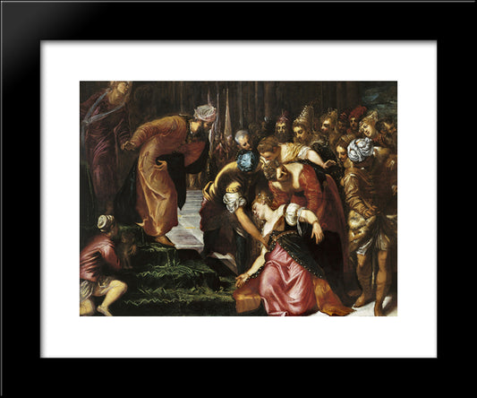 Esther Before Ahasuerus 20x24 Black Modern Wood Framed Art Print Poster by Tintoretto