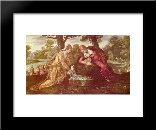 Finding Of Moses 20x24 Black Modern Wood Framed Art Print Poster by Tintoretto