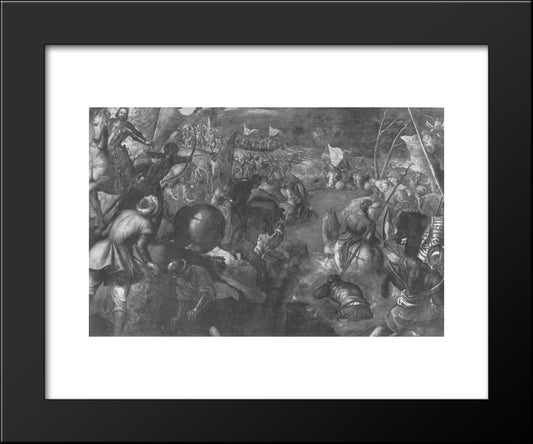 Francesco Ii Gonzaga Against Charles Viii Of France 1495 In Fighting The Battle Of The Taro 20x24 Black Modern Wood Framed Art Print Poster by Tintoretto