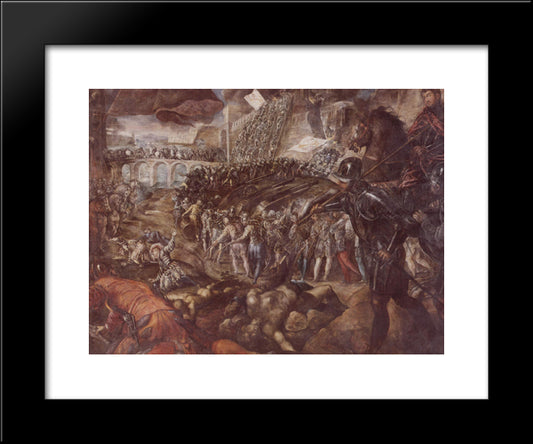 Frederick Ii Conquered Parma In 1521 20x24 Black Modern Wood Framed Art Print Poster by Tintoretto