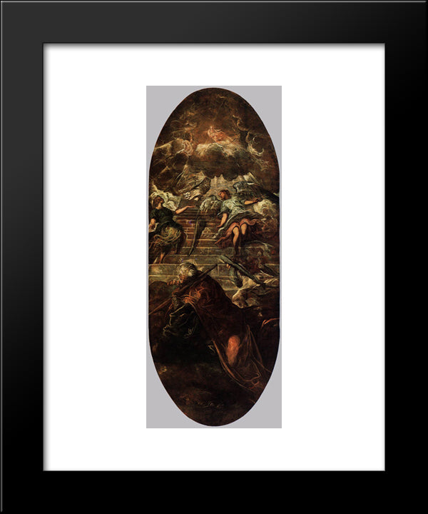 Jacob'S Ladder 20x24 Black Modern Wood Framed Art Print Poster by Tintoretto