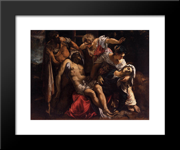 Lamentation Over The Dead Christ 20x24 Black Modern Wood Framed Art Print Poster by Tintoretto