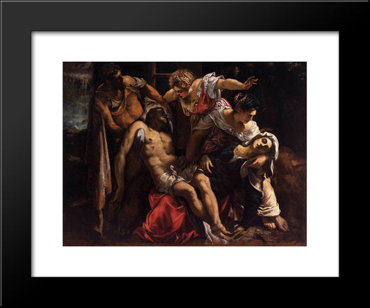 Lamentation Over The Dead Christ 20x24 Black Modern Wood Framed Art Print Poster by Tintoretto