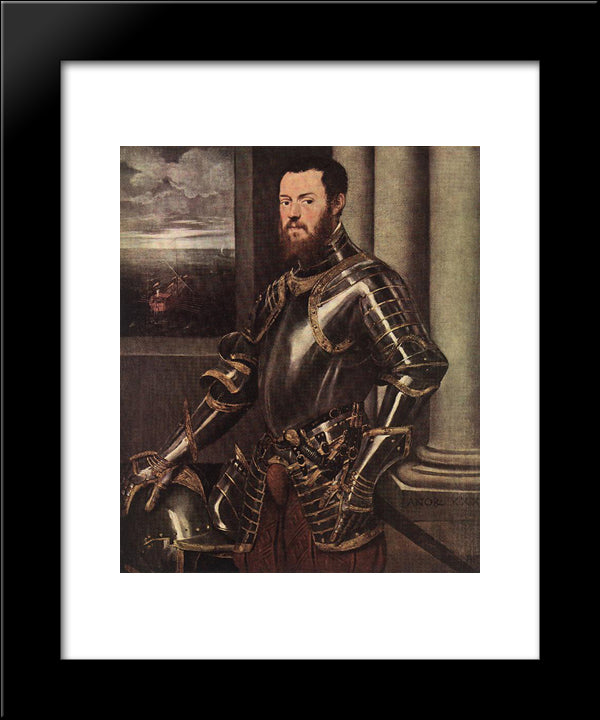 Man In Armour 20x24 Black Modern Wood Framed Art Print Poster by Tintoretto