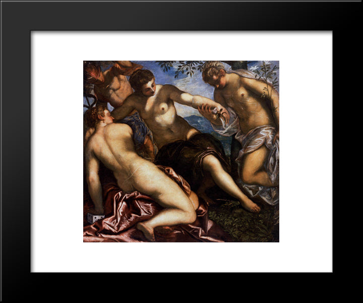 Mercury And The Graces 20x24 Black Modern Wood Framed Art Print Poster by Tintoretto