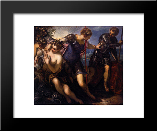 Minerva Sending Away Mars From Peace And Prosperity 20x24 Black Modern Wood Framed Art Print Poster by Tintoretto