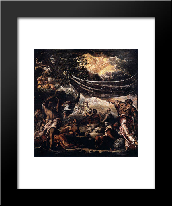 Miracle Of The Manna 20x24 Black Modern Wood Framed Art Print Poster by Tintoretto