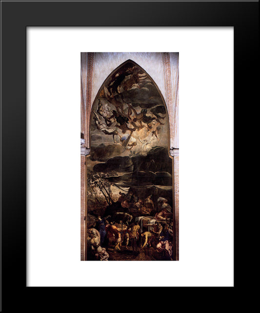 Moses Receiving The Tables Of The Law 20x24 Black Modern Wood Framed Art Print Poster by Tintoretto