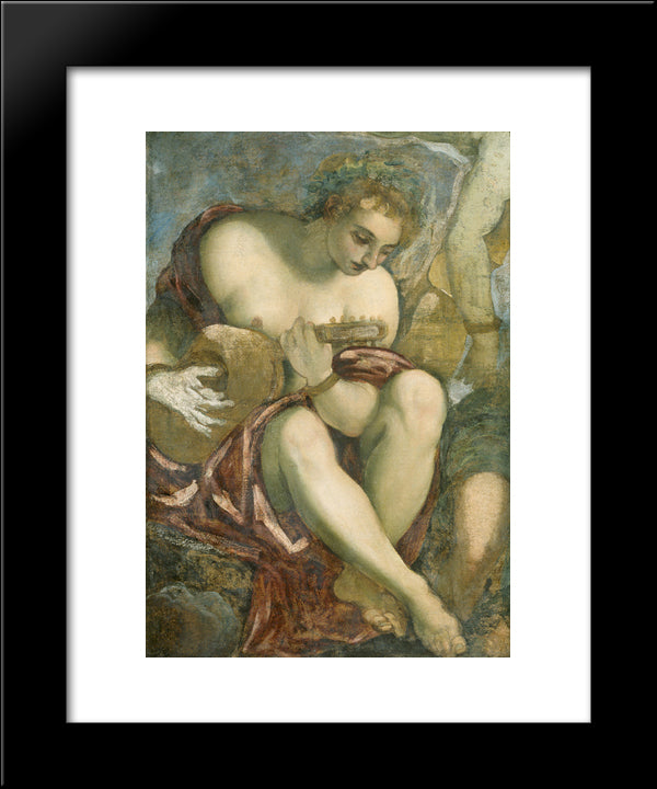 Muse With Lute 20x24 Black Modern Wood Framed Art Print Poster by Tintoretto