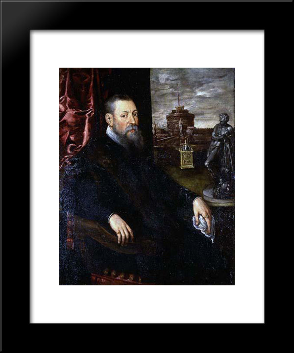 Portrait Of A Collector 20x24 Black Modern Wood Framed Art Print Poster by Tintoretto