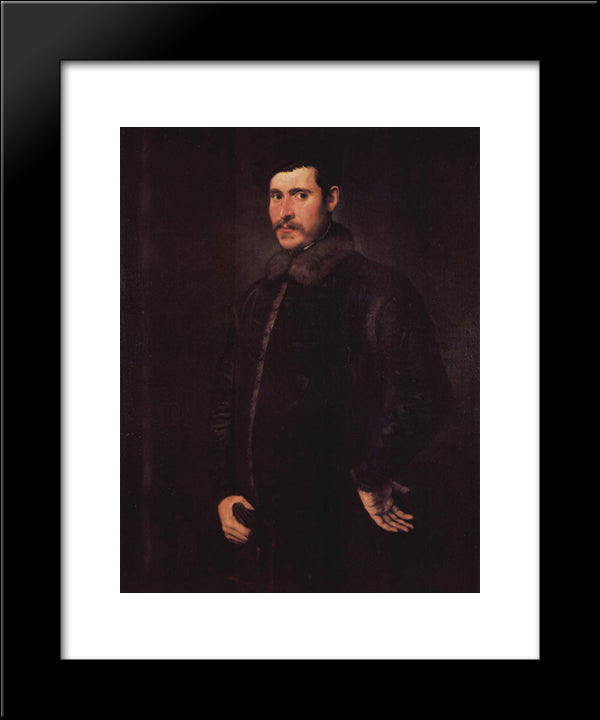 Portrait Of A Distinguished Man 20x24 Black Modern Wood Framed Art Print Poster by Tintoretto