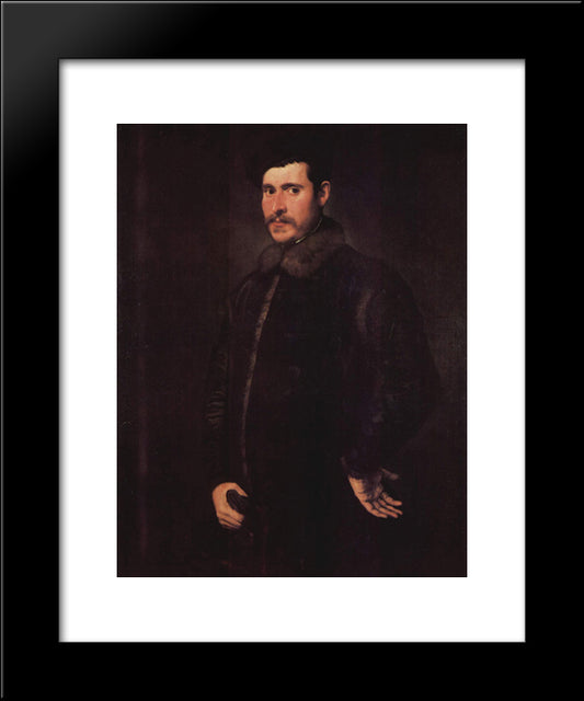 Portrait Of A Distinguished Man 20x24 Black Modern Wood Framed Art Print Poster by Tintoretto