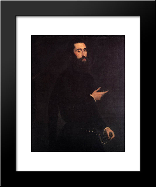 Portrait Of A Genoese Nobleman 20x24 Black Modern Wood Framed Art Print Poster by Tintoretto