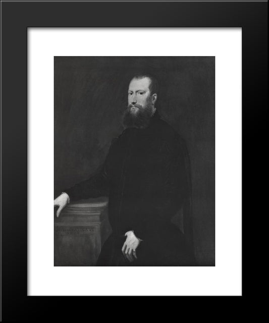 Portrait Of A Man 20x24 Black Modern Wood Framed Art Print Poster by Tintoretto