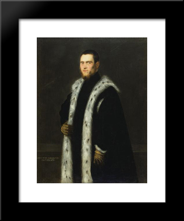 Portrait Of A Man Aged Twenty Six, 20x24 Black Modern Wood Framed Art Print Poster by Tintoretto