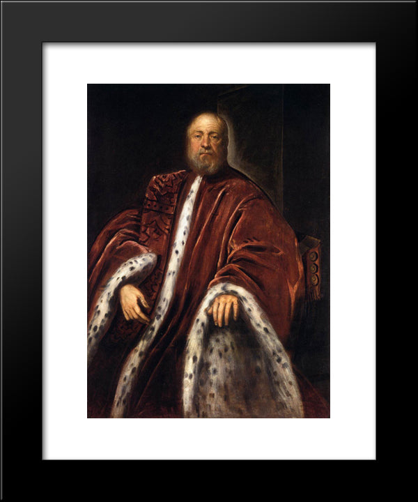 Portrait Of A Procurator Of St Mark'S 20x24 Black Modern Wood Framed Art Print Poster by Tintoretto