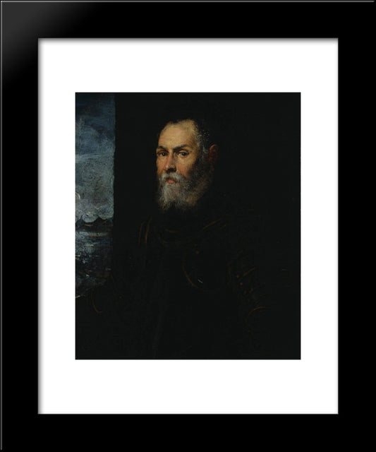 Portrait Of A Venetian Admiral 20x24 Black Modern Wood Framed Art Print Poster by Tintoretto