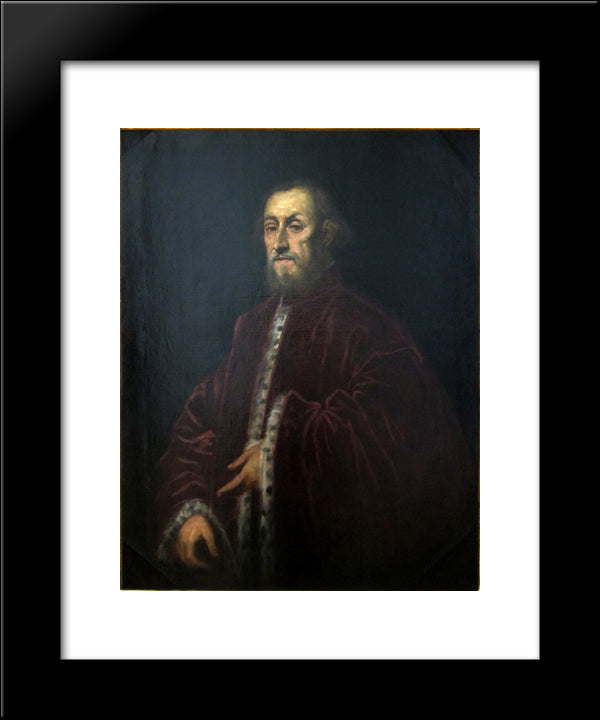 Portrait Of A Venetian Senator 20x24 Black Modern Wood Framed Art Print Poster by Tintoretto