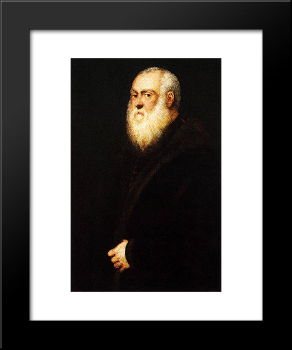 Portrait Of A White Bearded Man 20x24 Black Modern Wood Framed Art Print Poster by Tintoretto