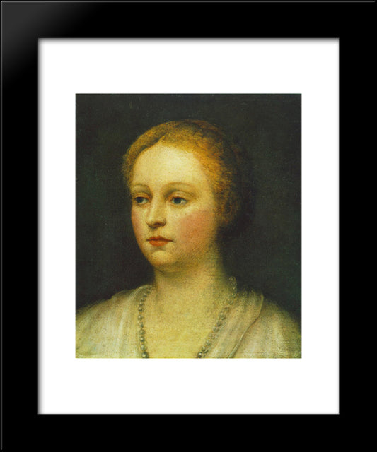 Portrait Of A Woman 20x24 Black Modern Wood Framed Art Print Poster by Tintoretto