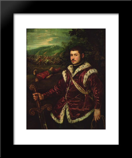 Portrait Of A Young Man 20x24 Black Modern Wood Framed Art Print Poster by Tintoretto