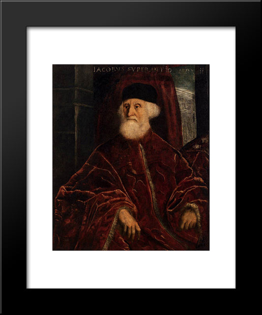 Portrait Of Jacopo Soranso 20x24 Black Modern Wood Framed Art Print Poster by Tintoretto